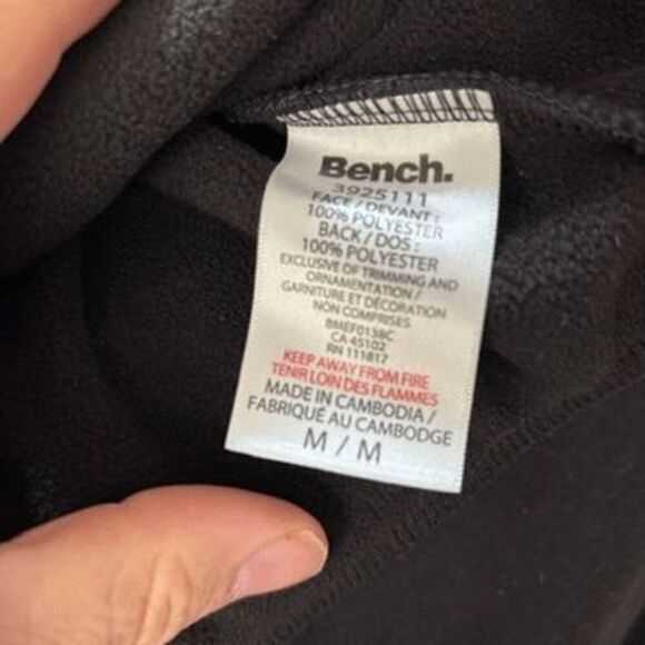 Bench Spellout Hoodie Mens Medium Black Pullover Relaxed Casual Urban Sweatshirt - Picture 3 of 5